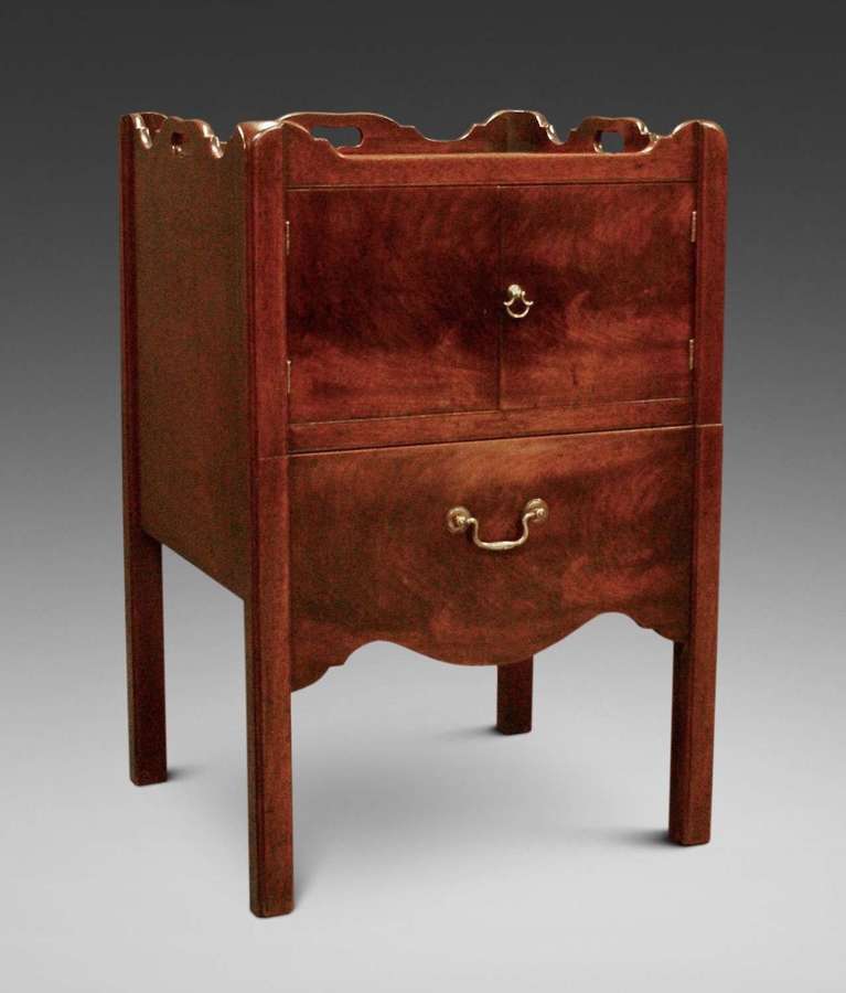 A George III period mahogany tray top bedside cupboard