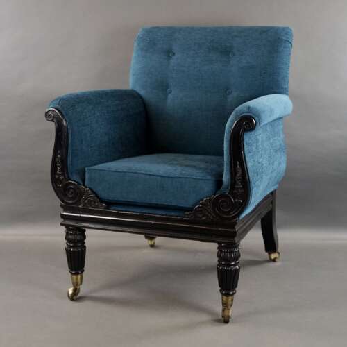 A later Regency period ebonised armchair