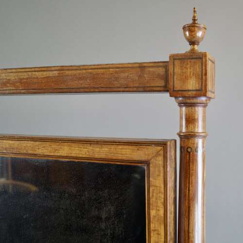 A Sheraton period satinwood & inlaid Cheval mirror