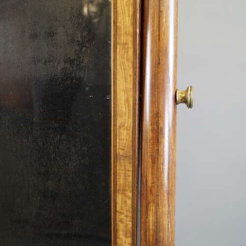 A Sheraton period satinwood & inlaid Cheval mirror