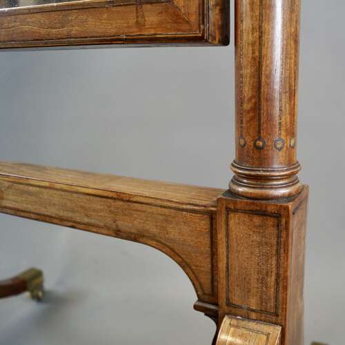 A Sheraton period satinwood & inlaid Cheval mirror